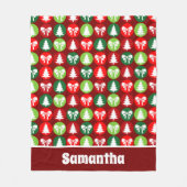  Retro Kerstbomen en Bogen Patroon Fleece Deken (Voorkant)