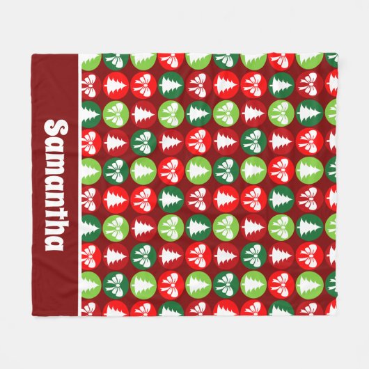 Retro Kerstbomen en Bogen Patroon Fleece Deken (Voorkant (Horizontaal))