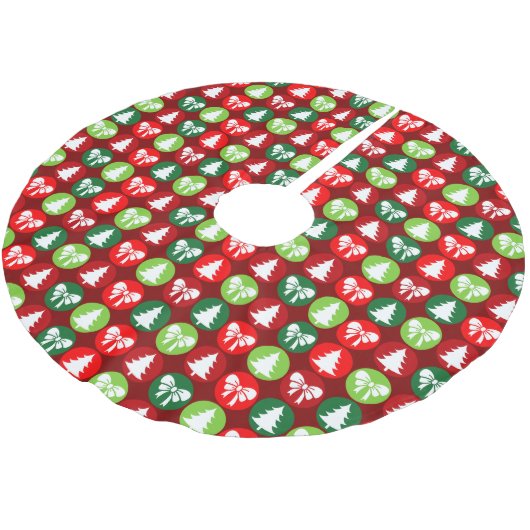  Retro Kerstbomen en Bogen Patroon Kerstboom Rok (Gekanteld)