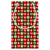  Retro Kerstbomen en Bogen Patroon Klein Cadeauzakje (Achterkant)