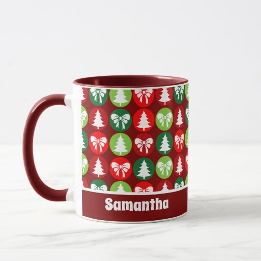 Retro Kerstbomen en Bogen Patroon Mok (Links)