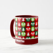 Retro Kerstbomen en Bogen Patroon Mok (Voorkant links)