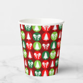 Retro Kerstbomen en Bogen Patroon Papieren Bekers (Links)