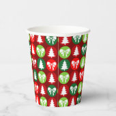 Retro Kerstbomen en Bogen Patroon Papieren Bekers (Rechts)