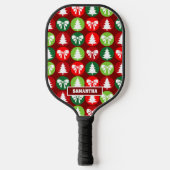 Retro Kerstbomen en Bogen Patroon Pickleball Paddle (Voorkant)