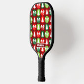  Retro Kerstbomen en Bogen Patroon Pickleball Paddle (Links)