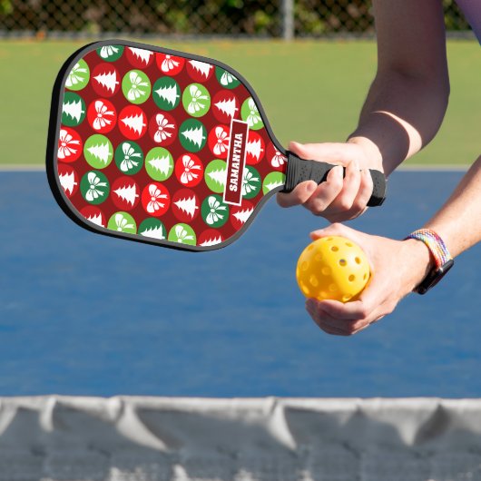  Retro Kerstbomen en Bogen Patroon Pickleball Paddle (Insitu)
