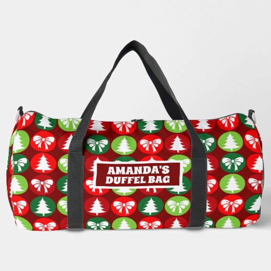  Retro Kerstbomen en Bogen Patroon Plunjezak (Voorkant)