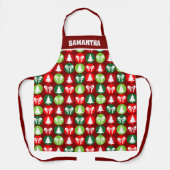 Retro Kerstbomen en Bogen Patroon Schort (Voorkant)