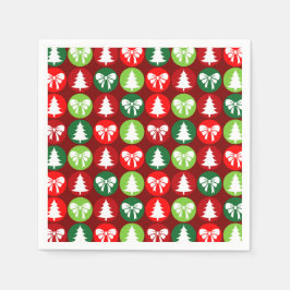  Retro Kerstbomen en Bogen Patroon Servet