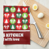  Retro Kerstbomen en Bogen Patroon Theedoek (Quarter Fold)