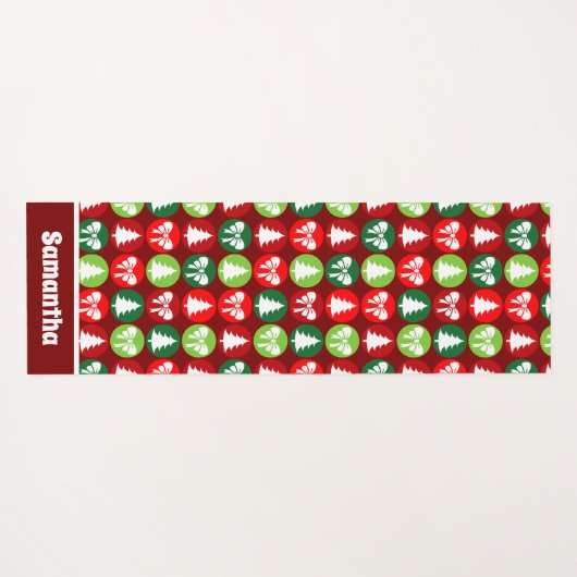  Retro Kerstbomen en Bogen Patroon Yogamat (Achterkant (horizontaal))