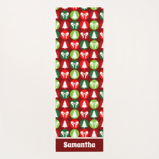  Retro Kerstbomen en Bogen Patroon Yogamat (Achterkant)