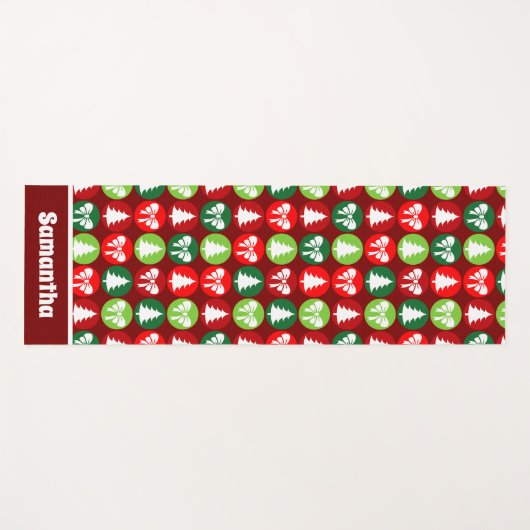  Retro Kerstbomen en Bogen Patroon Yogamat (Voorkant (horizontaal))