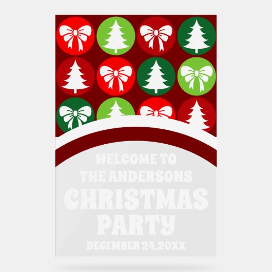  Retro Kerstbomen en Bogen Welkom Acryl Bord (Voorkant)