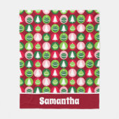 retro kerstbomen en Ornamenten Fleece Deken (Voorkant)