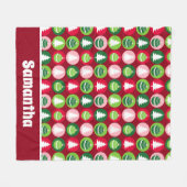 retro kerstbomen en Ornamenten Fleece Deken (Voorkant (Horizontaal))