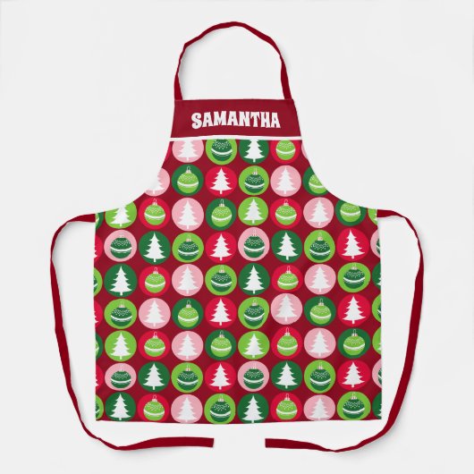  retro kerstbomen en Ornamenten Schort (Voorkant)