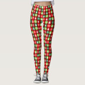  retro kerstbomen en sneeuwvlokken leggings (Voorkant)