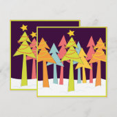 Retro kerstbomen feestdag kaart (Voorkant / Achterkant)