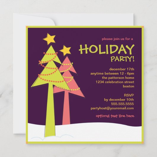 Retro kerstbomen feestdag kaart (Achterkant)