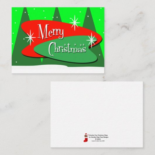 Retro Kerstbomen Groeten Notitiekaartje (Voorkant / Achterkant)