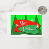 Retro Kerstbomen Groeten Notitiekaartje (Voorkant / Achterkant in situ)