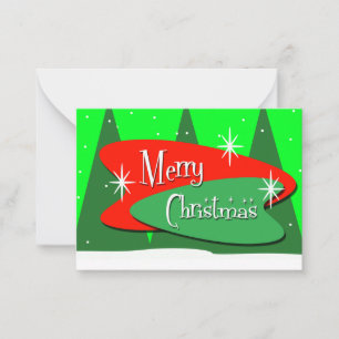 Retro Kerstbomen Groeten Notitiekaartje