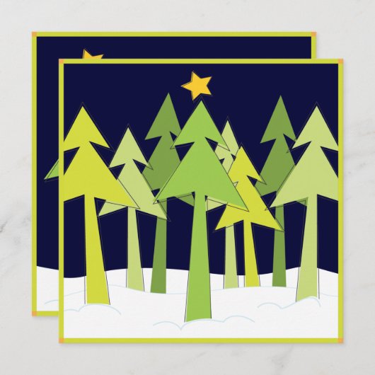 Retro kerstbomen Holiday Open House Kaart (Voorkant / Achterkant)