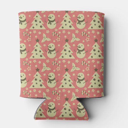 Retro Kerstbomen holly bessen ster snoep Blikjeskoeler (Achterkant)