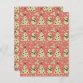 Retro Kerstbomen holly bessen ster snoep Briefkaart (Voorkant / Achterkant)