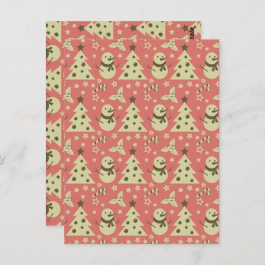 Retro Kerstbomen holly bessen ster snoep Briefkaart (Voorkant / Achterkant)