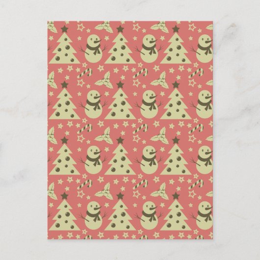 Retro Kerstbomen holly bessen ster snoep Briefkaart (Voorkant)