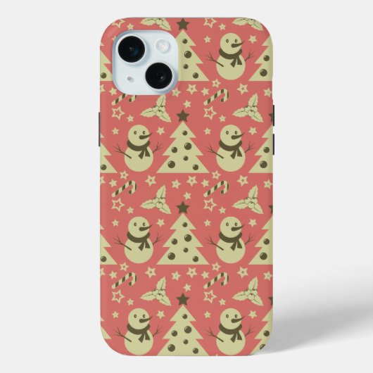 Retro Kerstbomen holly bessen ster snoep Case-Mate iPhone Case (Achterkant)