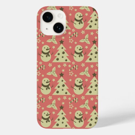 Retro Kerstbomen holly bessen ster snoep Case-Mate iPhone Case (Achterkant)
