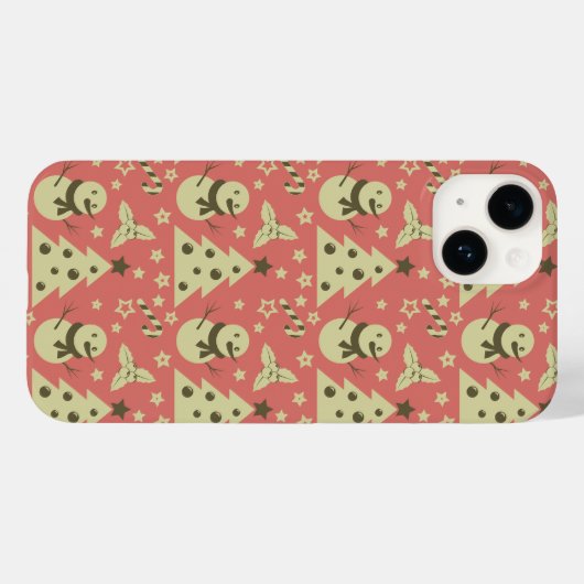 Retro Kerstbomen holly bessen ster snoep Case-Mate iPhone Case (Achterkant (horizontaal))