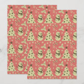 Retro Kerstbomen holly bessen ster snoep Feestdagenkaart (Voorkant / Achterkant)