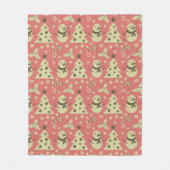 Retro Kerstbomen holly bessen ster snoep Fleece Deken (Voorkant)