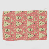 Retro Kerstbomen holly bessen ster snoep Golfhanddoek (Horizontaal)