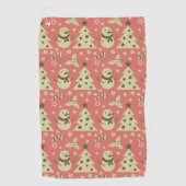 Retro Kerstbomen holly bessen ster snoep Golfhanddoek (Voorkant)