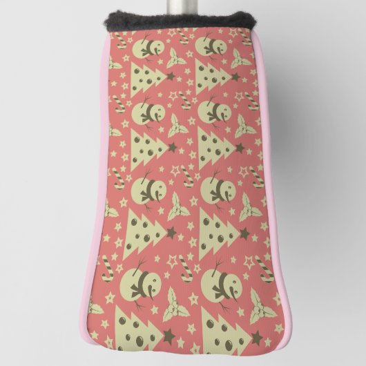Retro Kerstbomen holly bessen ster snoep Golfheadcover (Draai 90)