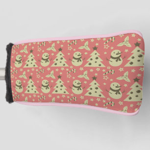 Retro Kerstbomen holly bessen ster snoep Golfheadcover
