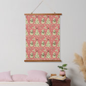 Retro Kerstbomen holly bessen ster snoep Hangend Wandkleed (Slaapkamer)