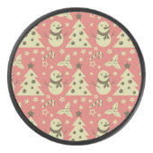 Retro Kerstbomen holly bessen ster snoep Hockey Puck (Voorkant)