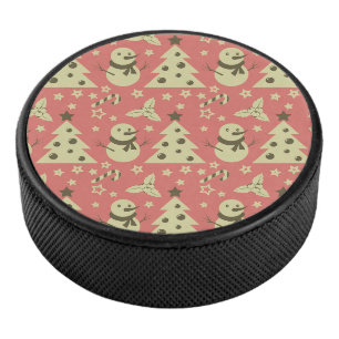 Retro Kerstbomen holly bessen ster snoep Hockey Puck