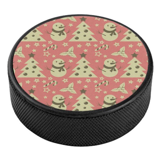 Retro Kerstbomen holly bessen ster snoep Hockey Puck (3/4)