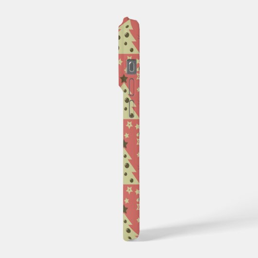 Retro Kerstbomen holly bessen ster snoep iPhone Hoesje (Linkerkant)