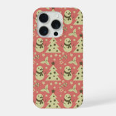 Retro Kerstbomen holly bessen ster snoep iPhone Hoesje (Achterkant)