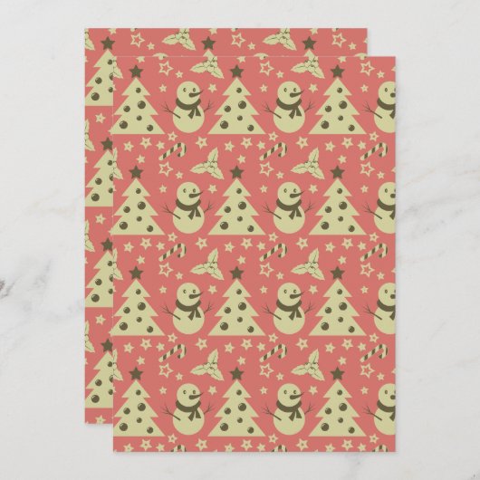 Retro Kerstbomen holly bessen ster snoep Kaart (Voorkant / Achterkant)