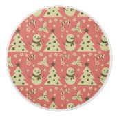 Retro Kerstbomen holly bessen ster snoep Keramische Knop (Voorkant)